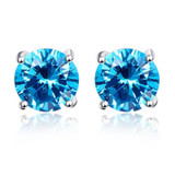 BONLAVIE Luxury Topaz Earrings Wholesale 925 Sterling Silver Stud Earrings Round 5.9ct Blue Topaz Stud Earring for Women Wedding