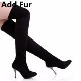 BONJOMARISA Big Size 34-43 High Heels Women Boots Over the Knee High Boots Party Sexy Lady Fashion Winter Woman Shoes 2016 New