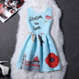 BONGOR LUSS Women Summer Dress Vintage Printed Sexy Sleeveless Party Vestido De Festa Female Clothing A-Line Casual Dress Robe