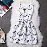 BONGOR LUSS Women Summer Dress Vintage Printed Sexy Sleeveless Party Vestido De Festa Female Clothing A-Line Casual Dress Robe