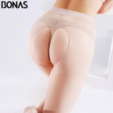 BONAS Women Sexy Open Crotch Tights Lady Summer Breathable Delight Pantyhose High Elastic Slim Nylons Stockings Stovepipe Female