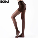 BONAS Summer Black Nylon Lady Tights Women's Fashion Elasticity Spandex Tights Female Seamless Pantyhose Solid Color Soft Girl