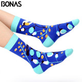 Bonas Geometry 3D Print Socks Women Wedding Gift Casual Cotton Hosiery Meia Colorful Men's Business Sox Hot Sale Christmas Socks