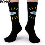 Bonas Geometry 3D Print Socks Women Wedding Gift Casual Cotton Hosiery Meia Colorful Men's Business Sox Hot Sale Christmas Socks