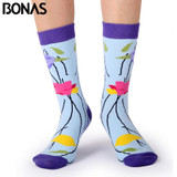 Bonas Geometry 3D Print Socks Women Wedding Gift Casual Cotton Hosiery Meia Colorful Men's Business Sox Hot Sale Christmas Socks