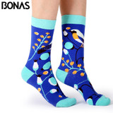 Bonas Geometry 3D Print Socks Women Wedding Gift Casual Cotton Hosiery Meia Colorful Men's Business Sox Hot Sale Christmas Socks