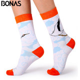 Bonas Geometry 3D Print Socks Women Wedding Gift Casual Cotton Hosiery Meia Colorful Men's Business Sox Hot Sale Christmas Socks