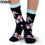 Bonas Geometry 3D Print Socks Women Wedding Gift Casual Cotton Hosiery Meia Colorful Men's Business Sox Hot Sale Christmas Socks