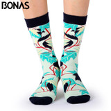 Bonas Geometry 3D Print Socks Women Wedding Gift Casual Cotton Hosiery Meia Colorful Men's Business Sox Hot Sale Christmas Socks