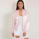 Bomber Jacket Pink Women Basic Coats Zipper Autumn Outerwear 2016 Jaqueta Feminina Coat Femme Chaquetas Mujer A846