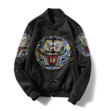 Bomber Jacket Men Casual Jacket Coat mens jackets and coats Chinese Style Qing Dynasty Dragon Embroidery 2017 Spring Plus Size