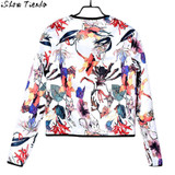 Bomber Jacket Folk-custom Floral Printing Women Baseball Jacket Zipper Bolero Women Chaquetas Mujer #2818