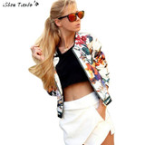 Bomber Jacket Folk-custom Floral Printing Women Baseball Jacket Zipper Bolero Women Chaquetas Mujer #2818