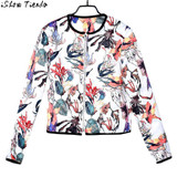 Bomber Jacket Folk-custom Floral Printing Women Baseball Jacket Zipper Bolero Women Chaquetas Mujer #2818