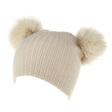 Bnaturalwell Fashion Baby Fox Fur Hat Girls Boys 100% Real Fur pompoms Ball Baby Winter Beanies Cap Knitted beanies H064D