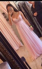Blush Pink Chiffon Lace Applique Floor Length Sweetheart Long Bridesmaid Dresses For Wedding Party