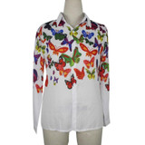 Blusas Women Blouses white fashion Butterfly Chiffon blouse plus size body Tops Long Sleeve Shirt Casual blusa femininoJa25
