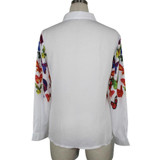 Blusas Women Blouses white fashion Butterfly Chiffon blouse plus size body Tops Long Sleeve Shirt Casual blusa femininoJa25
