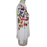 Blusas Women Blouses white fashion Butterfly Chiffon blouse plus size body Tops Long Sleeve Shirt Casual blusa femininoJa25