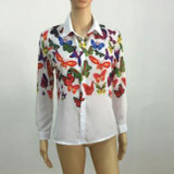 Blusas Women Blouses white fashion Butterfly Chiffon blouse plus size body Tops Long Sleeve Shirt Casual blusa feminino