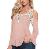 Blusas Femininos 2017 Summer Style Blusas Women Blouses Shirt Off Shoulder Long Sleeve V-Neck Lace Strapless Women Tops 7644