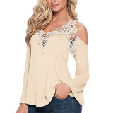 Blusas Femininos 2017 Summer Style Blusas Women Blouses Shirt Off Shoulder Long Sleeve V-Neck Lace Strapless Women Tops 7644