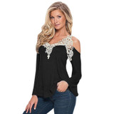 Blusas Femininos 2017 Summer Style Blusas Women Blouses Shirt Off Shoulder Long Sleeve V-Neck Lace Strapless Women Tops 7644