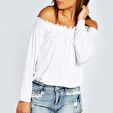Blusas Femininas New 2018 Spring Autumn Sexy Womens Blouses Ladies Solid Shirred Off Shoulder Tops Casual Blouse Shirts