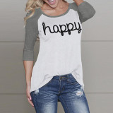 Blusas Femininas Autumn 2016 Women Blouses O Neck Long Sleeve Casual Letter Print Patchwork Tees Tops Plus Size Shirts
