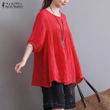 Blusas Femininas 2018 Summer Women Casual Loose Blouses Shirts Half Sleeve Pullover Tops Plus Size Cotton Tees Oversized 5XL