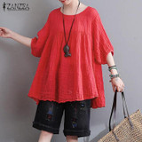 Blusas Femininas 2018 Summer Women Casual Loose Blouses Shirts Half Sleeve Pullover Tops Plus Size Cotton Tees Oversized 5XL