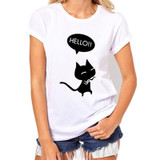 Blusas Femininas 2017 Women Summer Blouses Short Sleeve Q-Neck Blouse Shirts Cat Print Casual Women Shirts Tops Plus Size