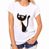 Blusas Femininas 2017 Women Summer Blouses Short Sleeve Q-Neck Blouse Shirts Cat Print Casual Women Shirts Tops Plus Size
