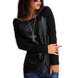 Blusas Femininas 2018 Autumn Women Tops Shirts Long Sleeve PU Leather Patchwork Blouses Fashion Casual Loose Plus Size