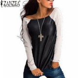 Blusas Femininas 2018 Autumn Women Tops Shirts Long Sleeve PU Leather Patchwork Blouses Fashion Casual Loose Plus Size