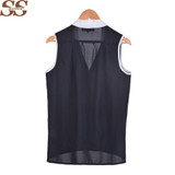 Blusas Femininas 2017 Summer Women Casual OL Chiffon Blouses Solid Sleeveless Shirts Women Tops Cheap Clothes Plus Size TPA13