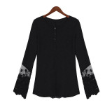 Blusas Femininas 2017 Fashion Women Lace Shirt Spring Autumn Long Sleeve O-Neck Casual Slim Blouse Plus Size S-4XL