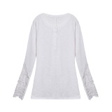 Blusas Femininas 2017 Fashion Women Lace Shirt Spring Autumn Long Sleeve O-Neck Casual Slim Blouse Plus Size S-4XL