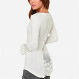 Blusas Femininas 2017 Fashion Women Lace Shirt Spring Autumn Long Sleeve O-Neck Casual Slim Blouse Plus Size S-4XL