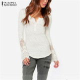Blusas Femininas 2017 Fashion Women Lace Shirt Spring Autumn Long Sleeve O-Neck Casual Slim Blouse Plus Size S-4XL