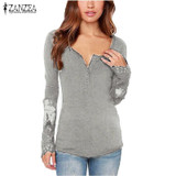 Blusas Femininas 2017 Fashion Women Lace Shirt Spring Autumn Long Sleeve O-Neck Casual Slim Blouse Plus Size S-4XL