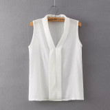 Blusas Femininas 2017 New Fashion Women's Colourful V Neck Summer Chiffon Blouses Cute Sleeveless Shirts Casual Slim Brand Tops