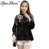 Blusas Embroidery Blouse Shirt Women tops Camisas Femininas White Black Embroidered 2017 5XL Cotton Linen plus size clothing