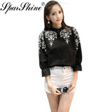 Blusas Embroidery Blouse Shirt Women tops Camisas Femininas White Black Embroidered 2017 5XL Cotton Linen plus size clothing