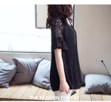 Blusas de renda summer style 2017 lace blouse vintage black short sleeve plus size 5XL women shirts femal blouses tops XXXXXL