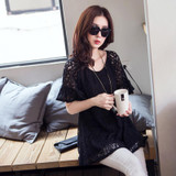 Blusas de renda summer style 2017 lace blouse vintage black short sleeve plus size 5XL women shirts femal blouses tops XXXXXL