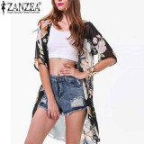 Blusas 2017 Summer Women Kimono Cardigan Casual Loose Chiffon Blouses Shirts Bohemian Floral Printed Long Outerwear Plus Size
