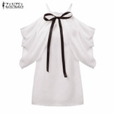 Blusas 2017 Summer Style Halter Neck Bowknot White Shirts Elegant Women Sexy Off Shoulder Blouses Casual Slim Chiffon Tops