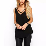 blusa !!! womens tops fashion 2017 summer chiffon Casual  Sleeveless Deep V Neck Chiffon Blouse Ladies Tops black and white 2017 blusa !!! womens tops fashion 2017 summer chiffon Casual  Sleeveless Deep V Neck Chiffon Blouse Ladies Tops black and white 2017