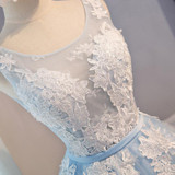 Blue Lace Cocktail Dresses Scoop Neck Tank Appliques Knee-Length A-Line Cocktail Party Dress robe de cocktail
